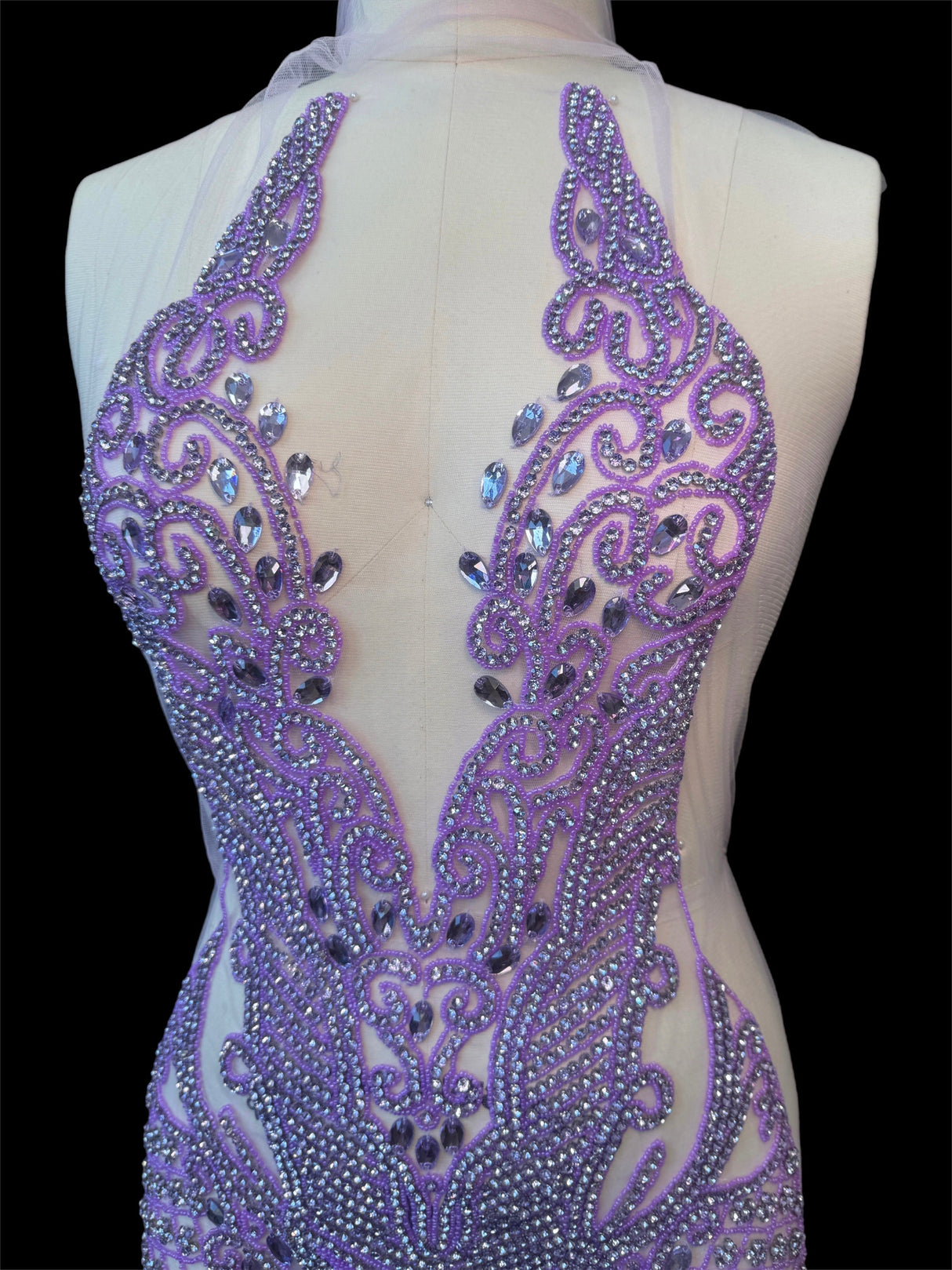 Lavender Rhinestone Bodice Applique