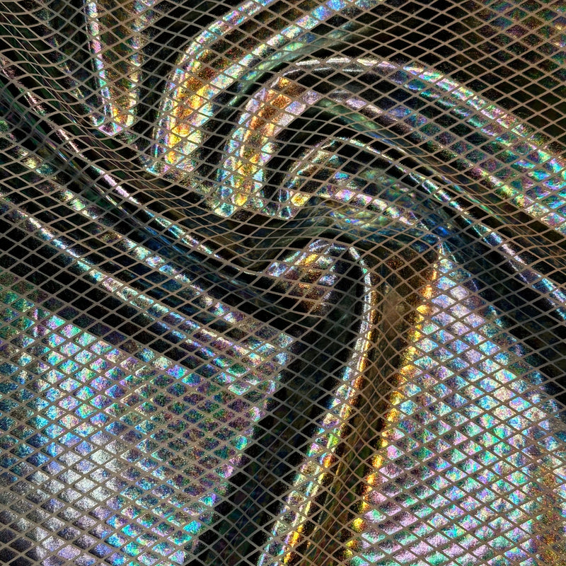 Polyester Spandex Diamond Illusion Fabric 60" White