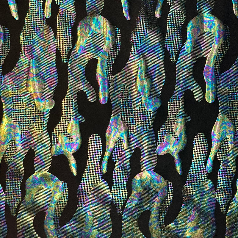 Polyester Spandex Fabric 4-Way Stretch Army Illusion Black Green