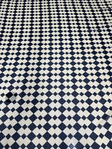 Printed Viscose Chiffon Ivory Black Checkers