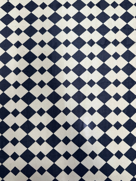 Printed Viscose Chiffon Ivory Black Checkers