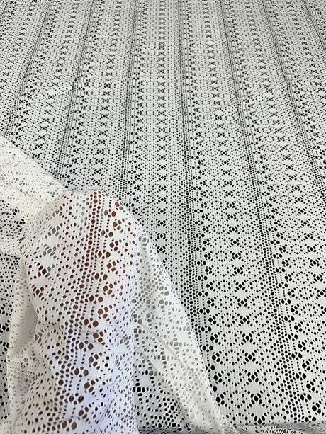 White Crochet Geometric Hollow Out Knit