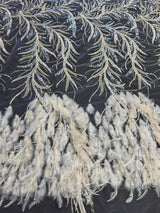 Feather Sequin Embroidered Scalloped Lace