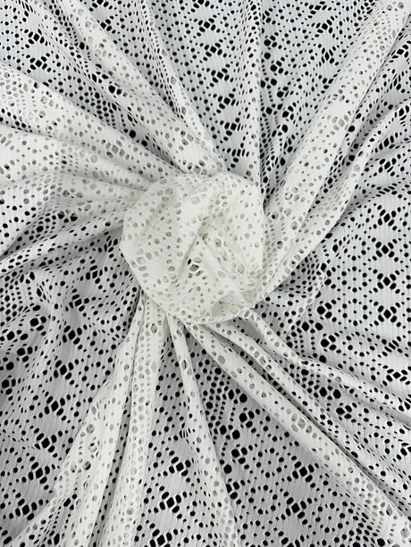 White Crochet Geometric Hollow Out Knit