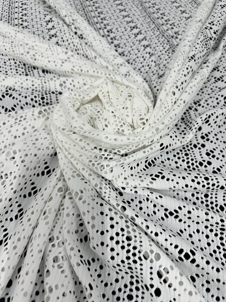 White Crochet Geometric Hollow Out Knit