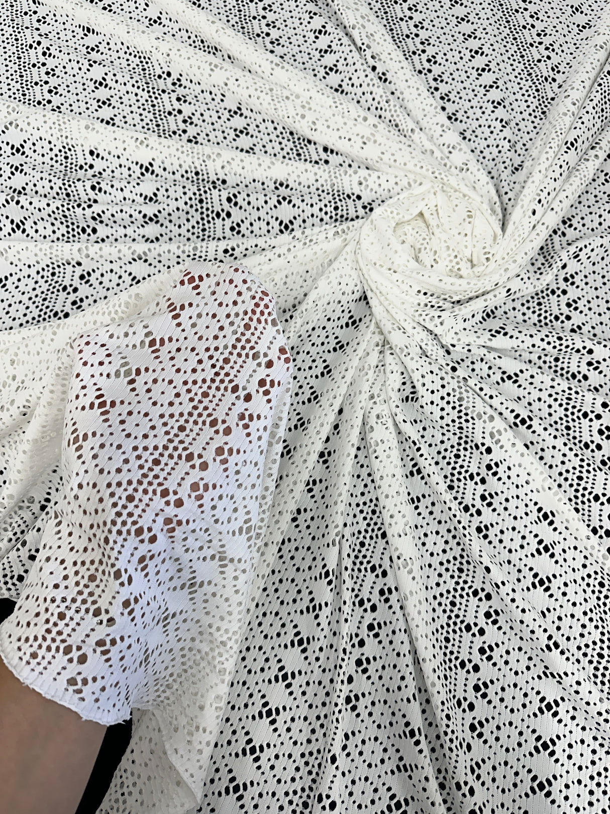 White Crochet Geometric Hollow Out Knit