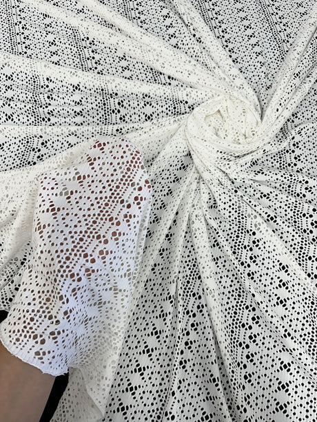 White Crochet Geometric Hollow Out Knit