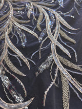 Feather Sequin Embroidered Scalloped Lace