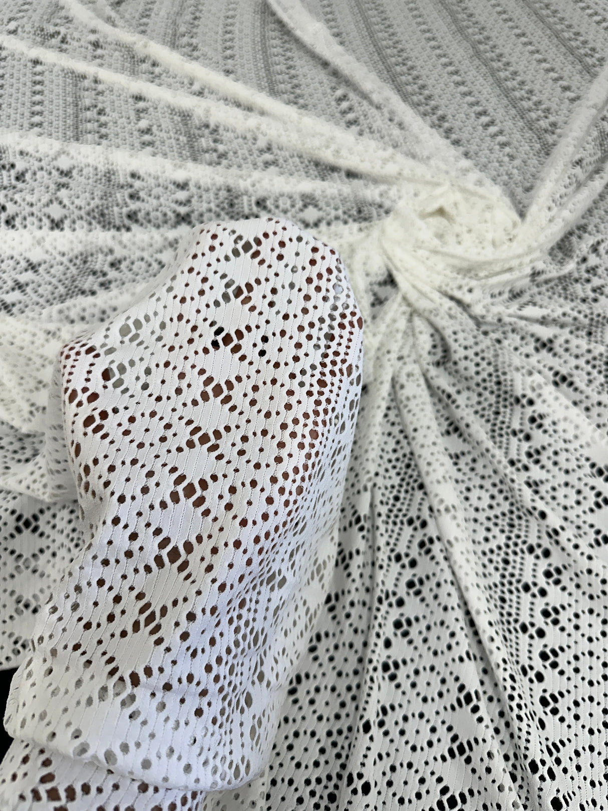 White Crochet Geometric Hollow Out Knit