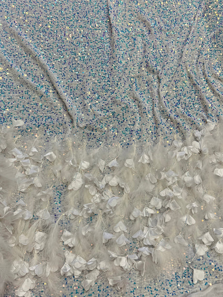 Iridescent Feather Sequin Velvet