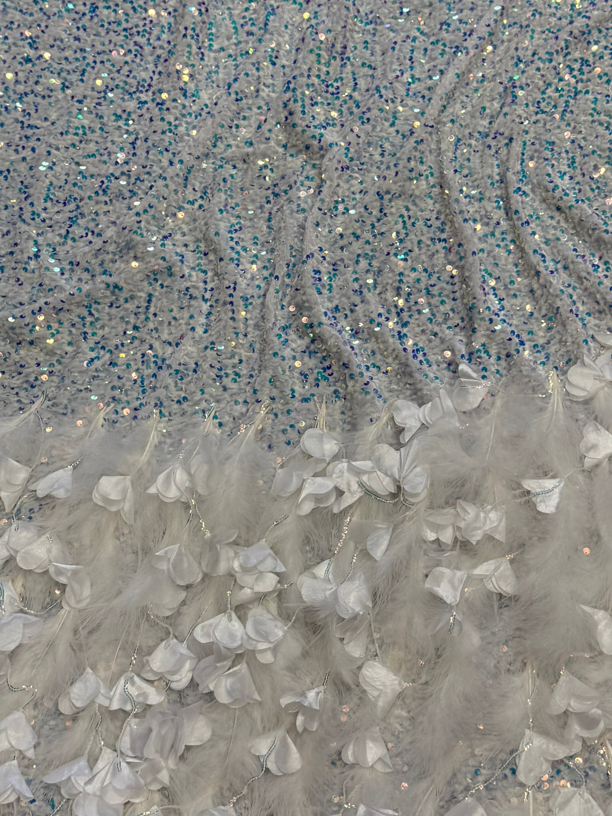 Iridescent Feather Sequin Velvet