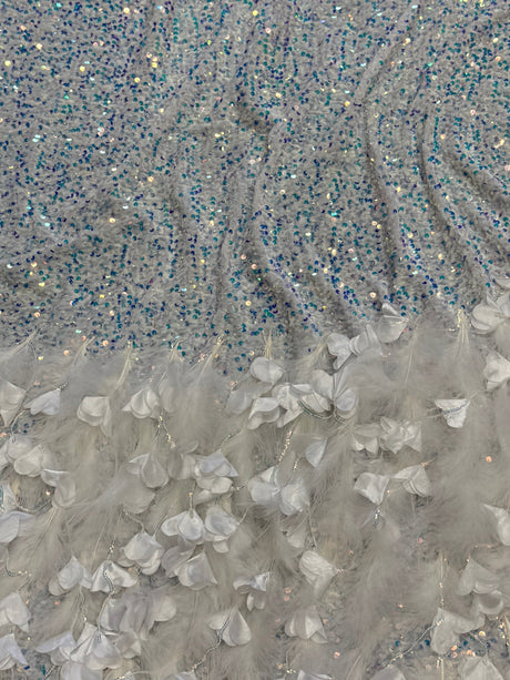 Iridescent Feather Sequin Velvet