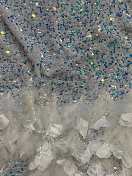 Iridescent Feather Sequin Velvet