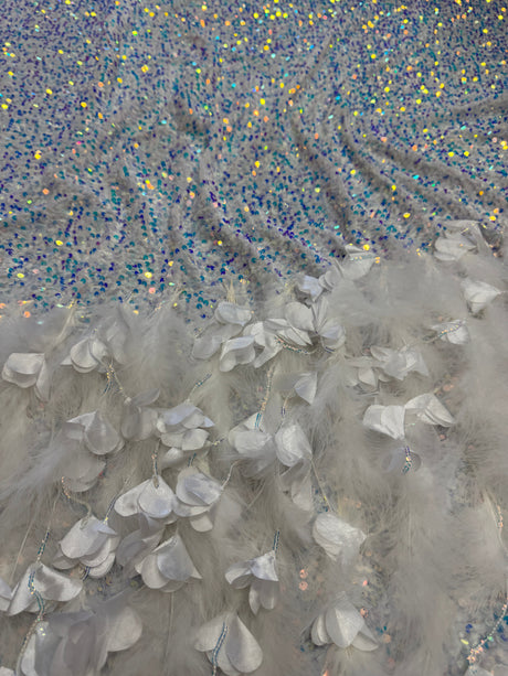 Iridescent Feather Sequin Velvet