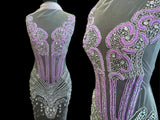 Lavender Silver Rhinestone Bodice Applique