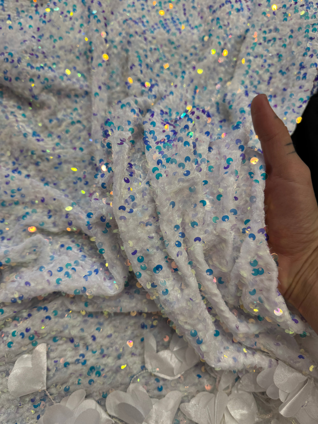Iridescent Feather Sequin Velvet