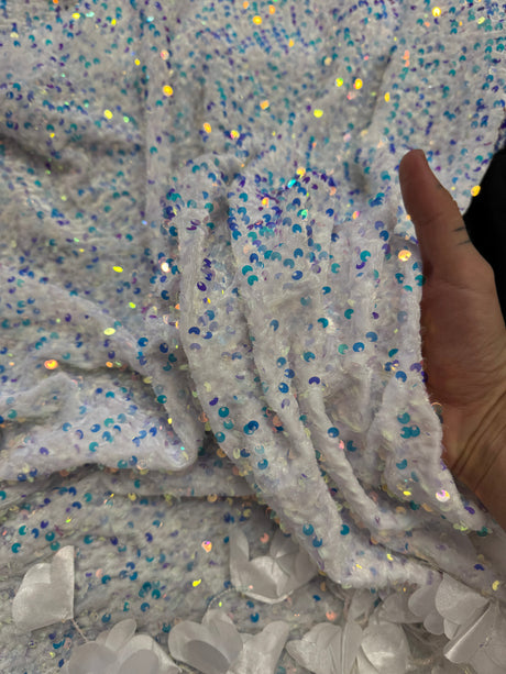Iridescent Feather Sequin Velvet