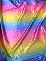 Rainbow Print Polyester Fabric - Pastel Rainbow, Semi Shiny, 58" Width (1 Yard)