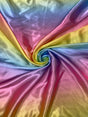 Rainbow Print Polyester Fabric - Pastel Rainbow, Semi Shiny, 58" Width (1 Yard)