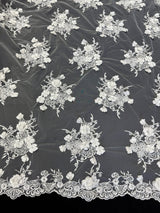 3D Sequin Flower Pearl Embroidered Lace