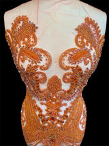 Orange Rhinestone Bodice Applique