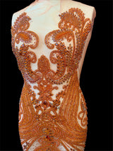 Orange Rhinestone Bodice Applique