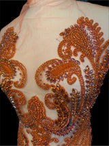 Orange Rhinestone Bodice Applique