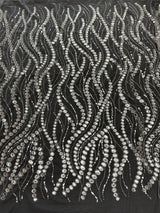 Stretch Sequin Wave Lace Silver
