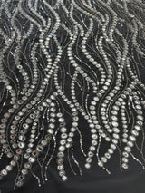 Stretch Sequin Wave Lace Silver