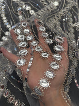 Stretch Sequin Wave Lace Silver