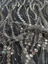 Stretch Sequin Wave Lace Silver