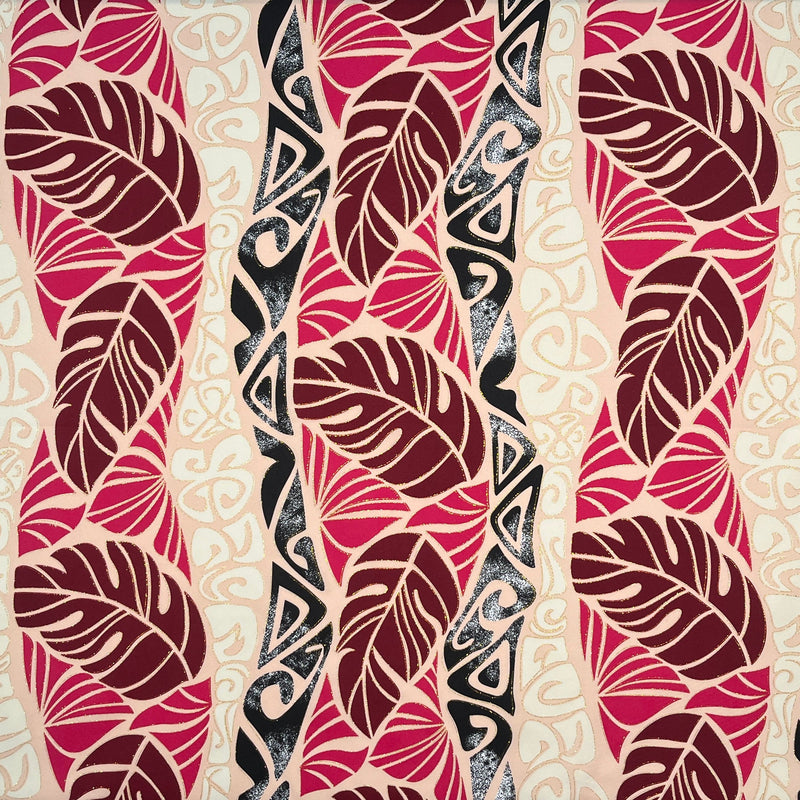 Monstera Tribal Print Polyester Glitter Fabric - Pink, Orange, Yellow, Blue, 36" X 60" (1 Yard)