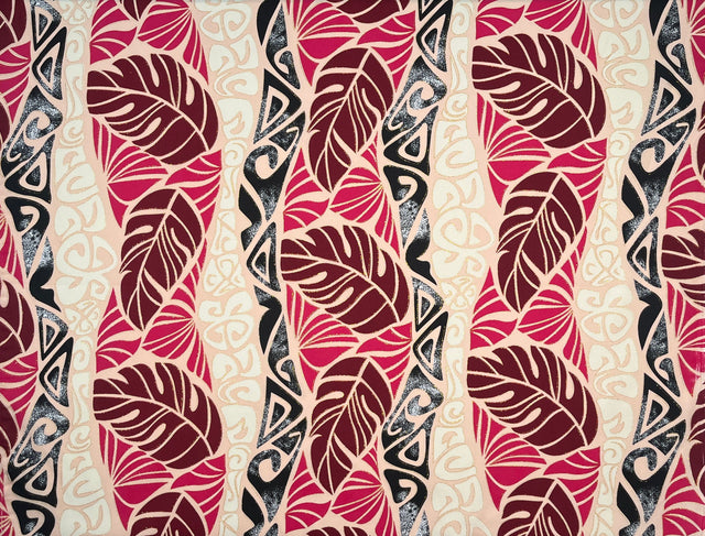 Monstera Tribal Print Polyester Glitter Fabric - Pink, Orange, Yellow, Blue, 36" X 60" (1 Yard)