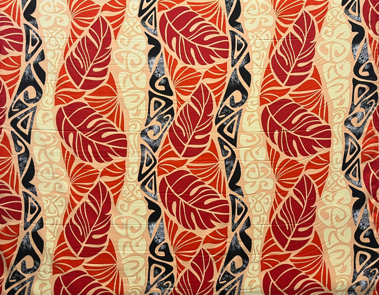 Monstera Tribal Print Polyester Glitter Fabric - Pink, Orange, Yellow, Blue, 36" X 60" Width (1 Yard)