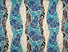 Monstera Tribal Print Polyester Glitter Fabric - Pink, Orange, Yellow, Blue, 36" X 60" Width (1 Yard)