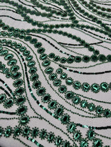 Stretch Mirror Sequin Wave Lace Emerald Green