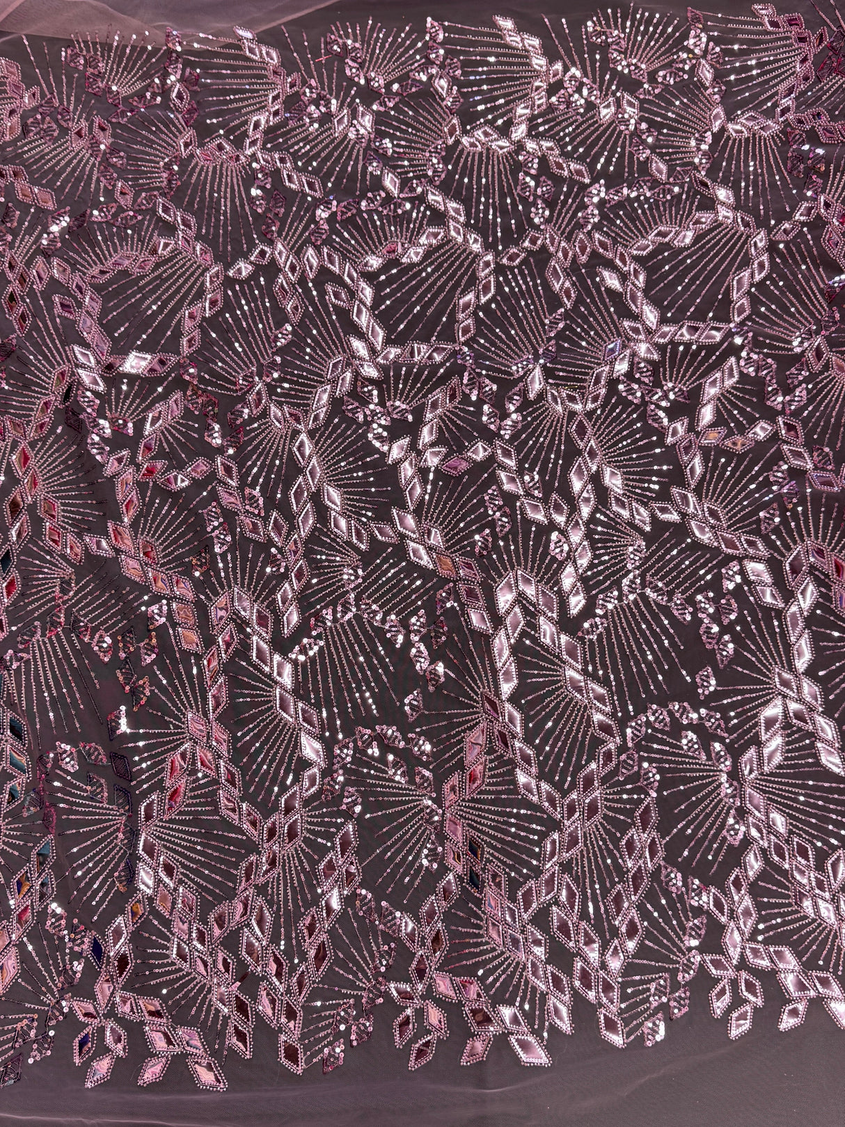 Rose Pink Art Deco Mirror Sequin Lace