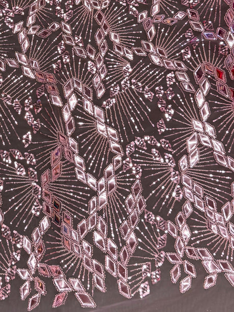 Rose Pink Art Deco Mirror Sequin Lace