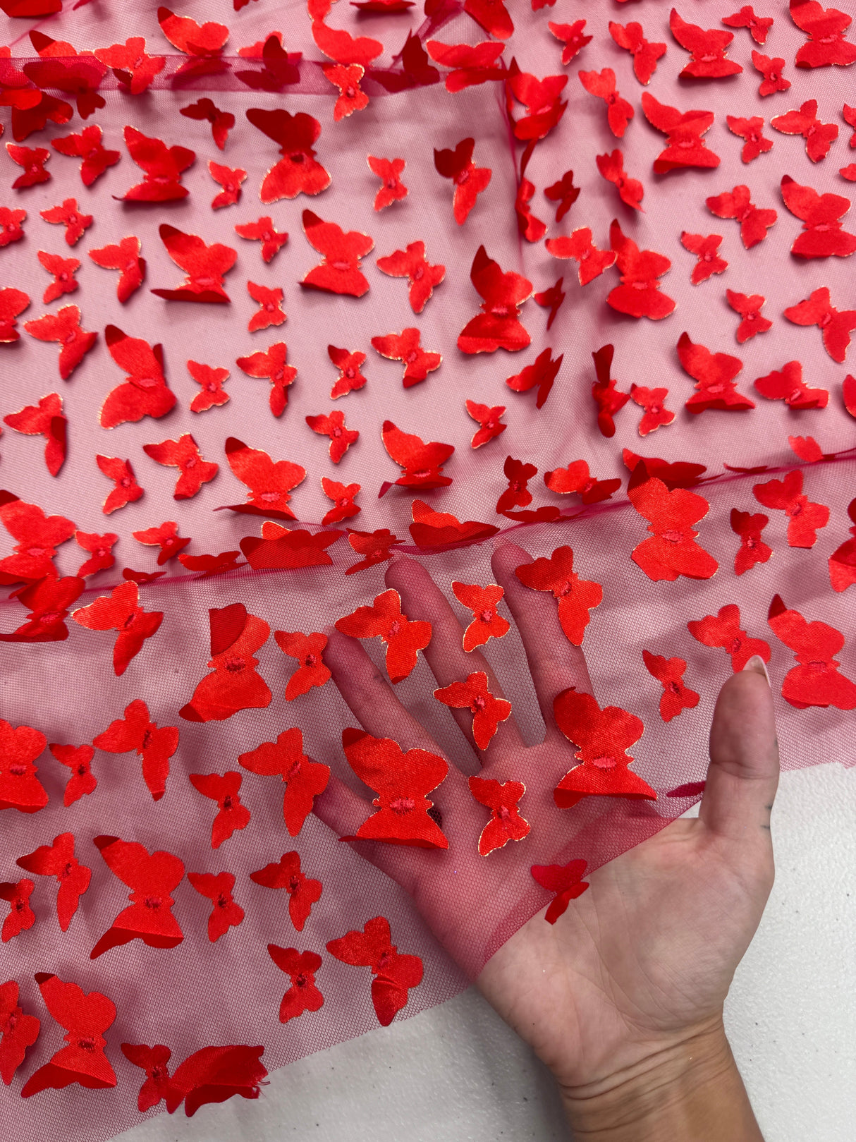 3D Butterfly Lace Red