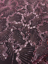 Rose Pink Art Deco Mirror Sequin Lace