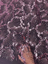 Rose Pink Art Deco Mirror Sequin Lace