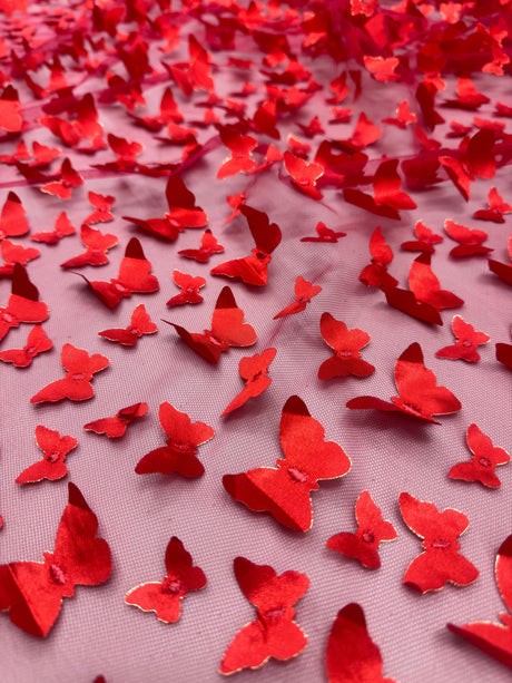 3D Butterfly Lace Red