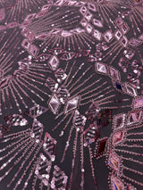 Rose Pink Art Deco Mirror Sequin Lace
