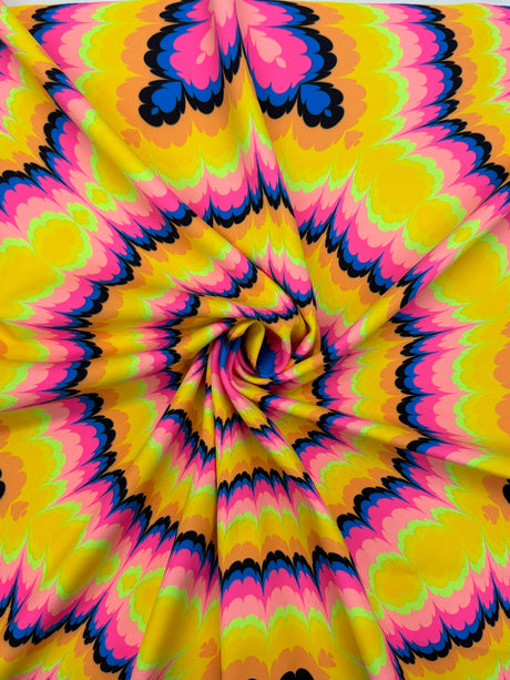 Yellow Tie-Dye Illusion Spandex Fabric - Yellow Tie-Dye, 58"/60" Width (1 Yard)
