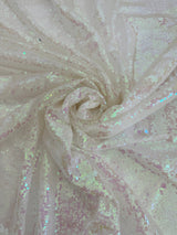 Stretch Sequin on Mesh White