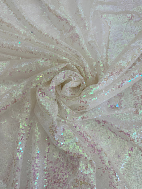 Stretch Sequin on Mesh White