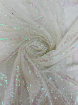 Stretch Sequin on Mesh White