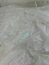 Stretch Sequin on Mesh White