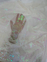 Stretch Sequin on Mesh White
