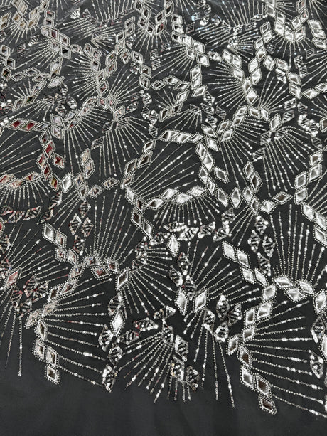 Silver Art Deco Mirror Sequin Lace